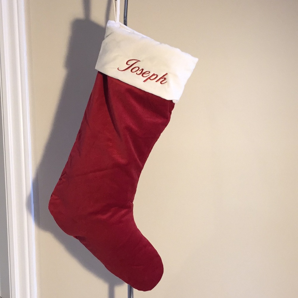 Pottery Barn Velvet Christmas Holiday Stocking Monogrammed Joseph 23 inch